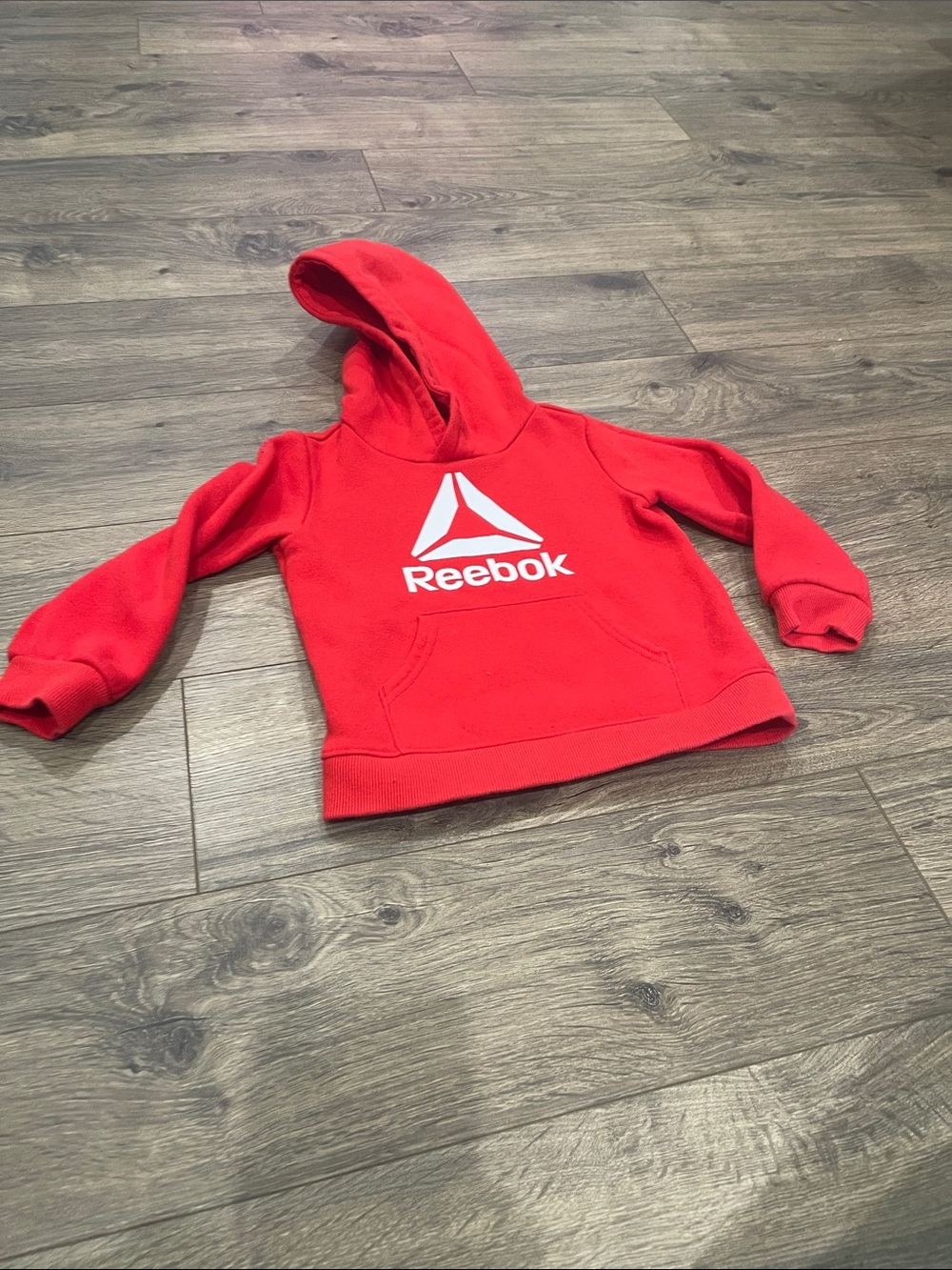 Reebok Bright Red Kids Pullover Hoodie with White Logo